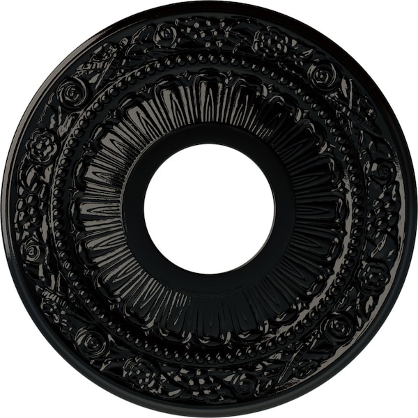 Ekena Millwork Nadia Ceiling Medallion (Fits Canopies up to 4 7/8"), 12 1/8"OD x 3 5/8"ID x 7/8"P, Black Pearl CM12NABPS - main